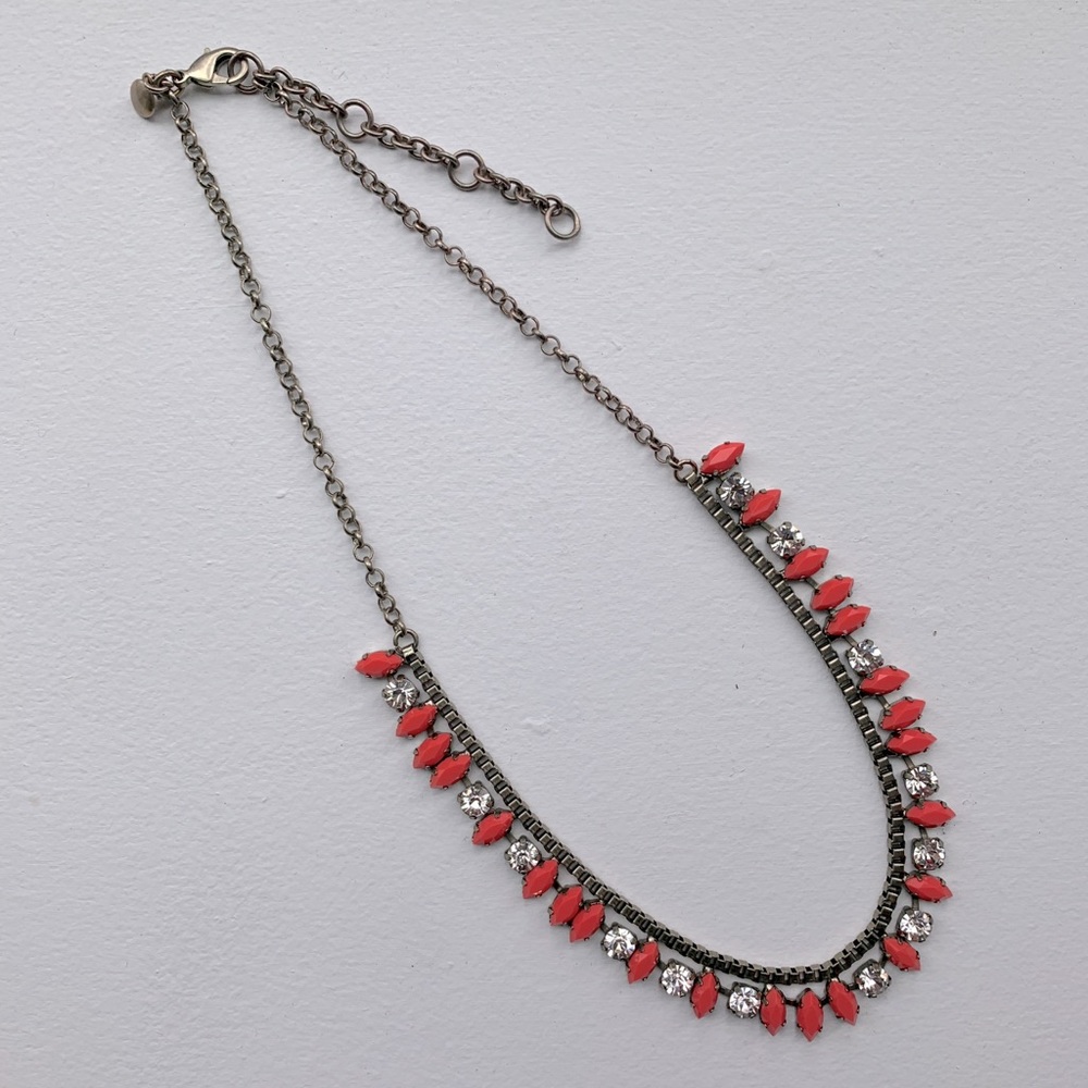 J.Crew Thorn and Crystal Necklace - Neon Coral